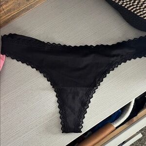 Victoria's Secret Black Scalloped Thong